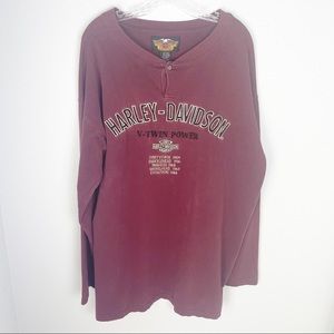 Harley Davidson Woman’s Maroon Long Sleeve Shirt Size XXL